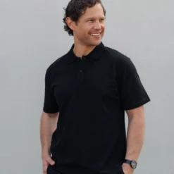 Hemp Mens Short Sleeve Polo -Skin Care Specialty Store Black SS 1