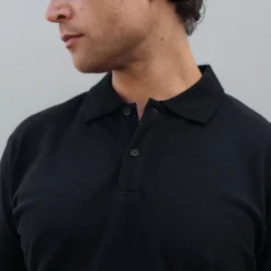 Hemp Mens Short Sleeve Polo -Skin Care Specialty Store Black SS 3