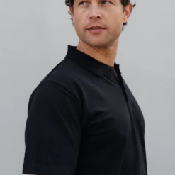 Hemp Mens Short Sleeve Polo -Skin Care Specialty Store Black SS 4