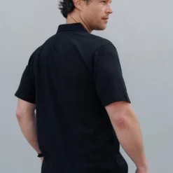 Hemp Mens Short Sleeve Polo -Skin Care Specialty Store Black SS 5